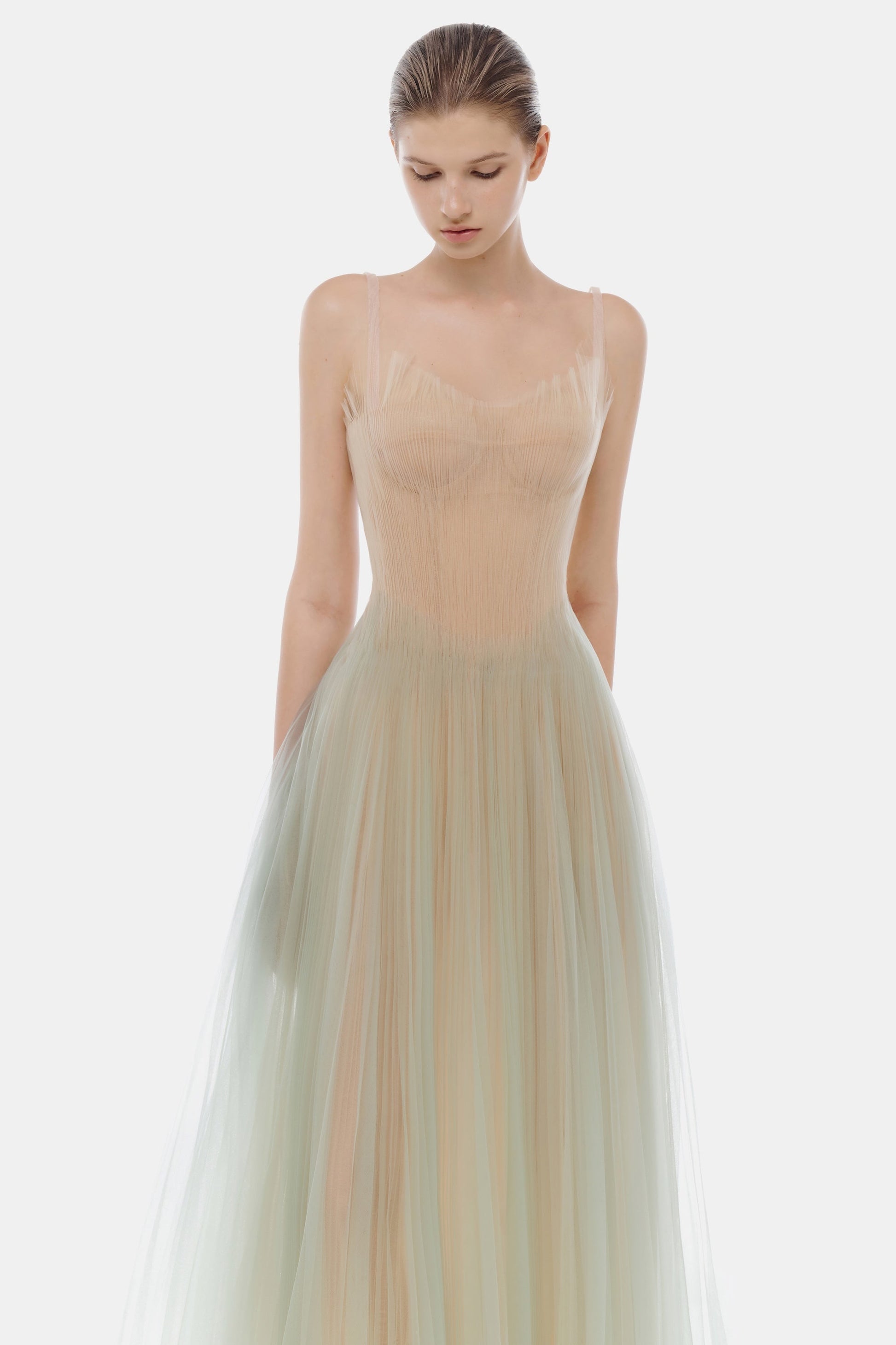 Mint Corset Tulle Midi Dress