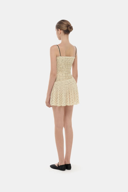 Beige Polka Dot Mini Dress