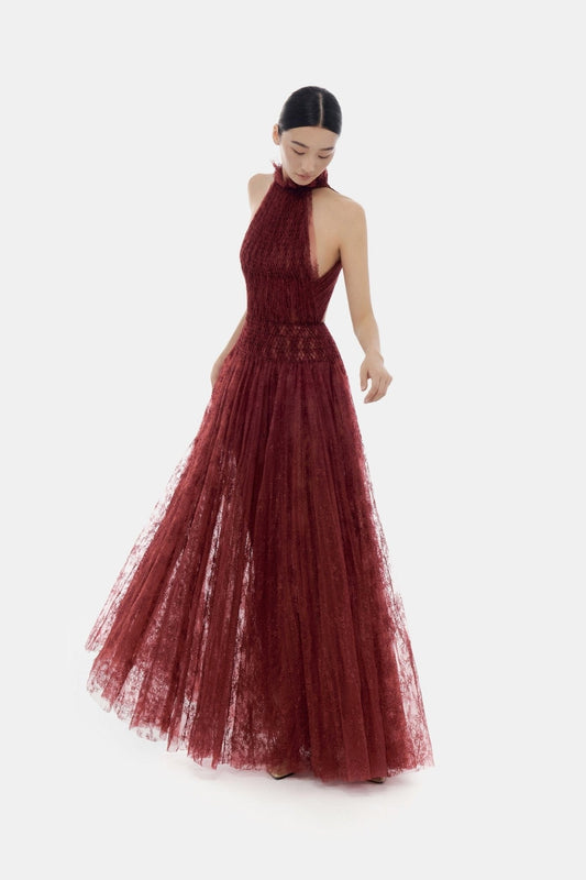 Burgundy Lace Maxi Dress