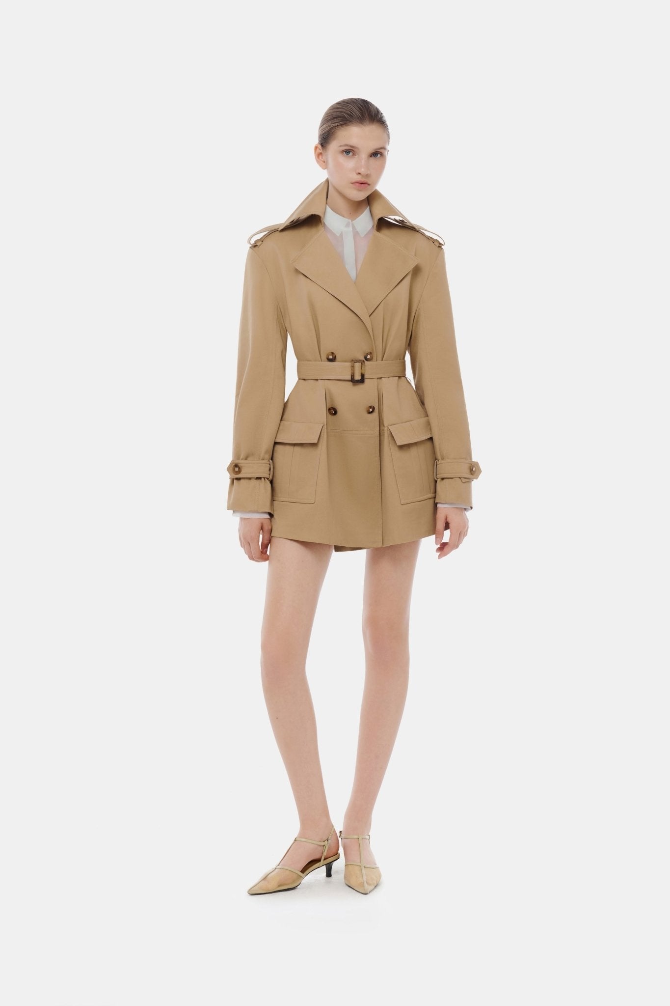 Camel Trench Dress