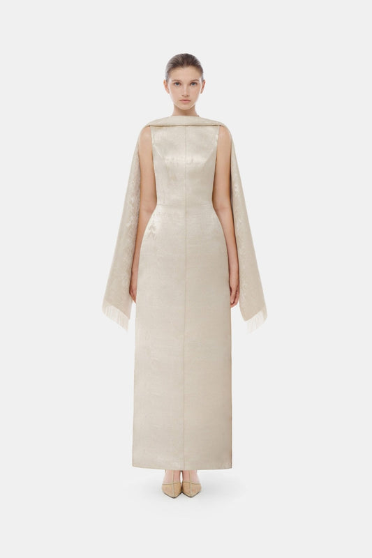 Gold Tailored Scarf Maxi Dress