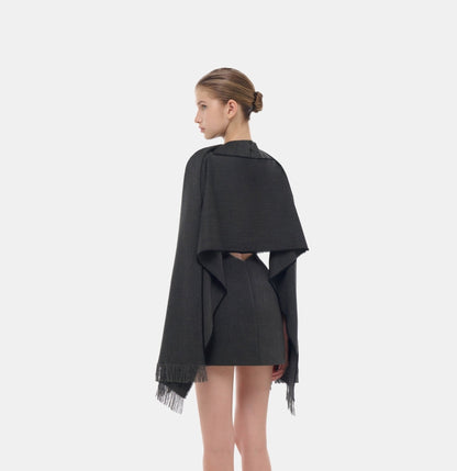 Grey Tailored Scarf Mini Dress