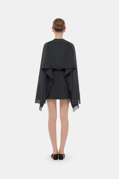 Grey Tailored Scarf Mini Dress