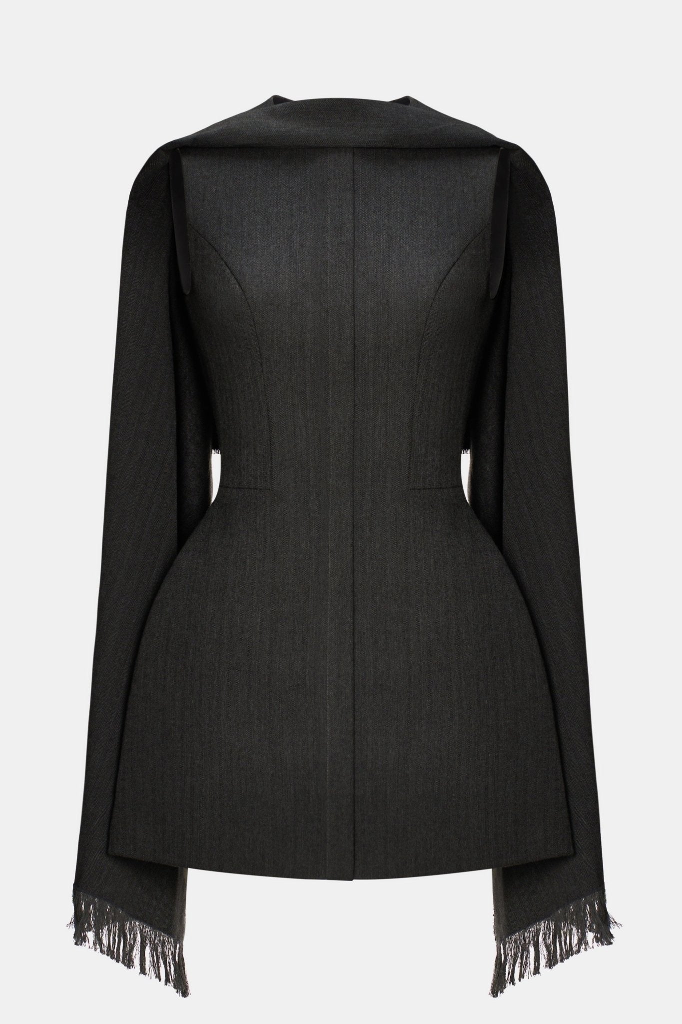 Grey Tailored Scarf Mini Dress