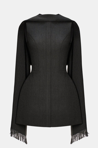 Grey Tailored Scarf Mini Dress