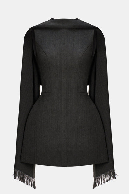 Grey Tailored Scarf Mini Dress