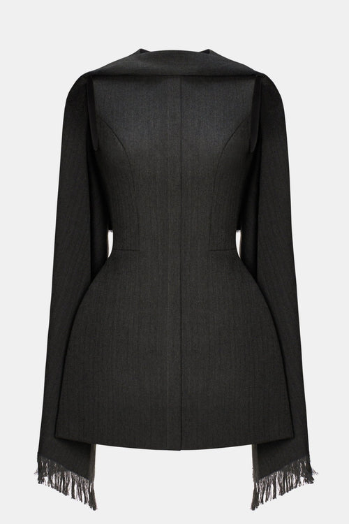 Grey Tailored Scarf Mini Dress