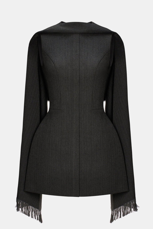 Grey Tailored Scarf Mini Dress