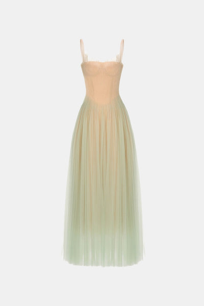 Mint Corset Tulle Maxi Dress