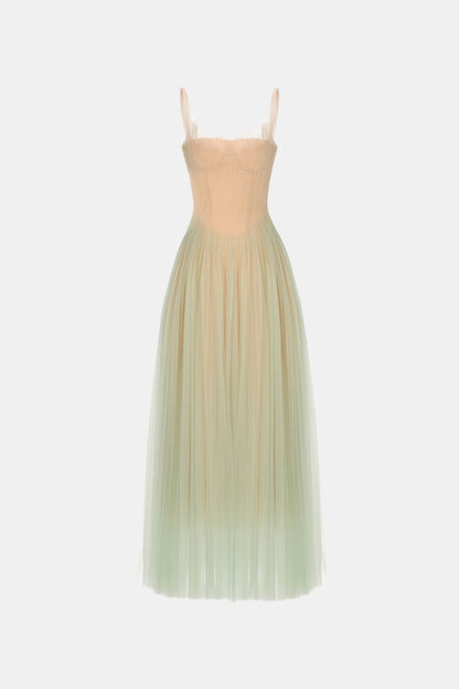 Mint Corset Tulle Maxi Dress