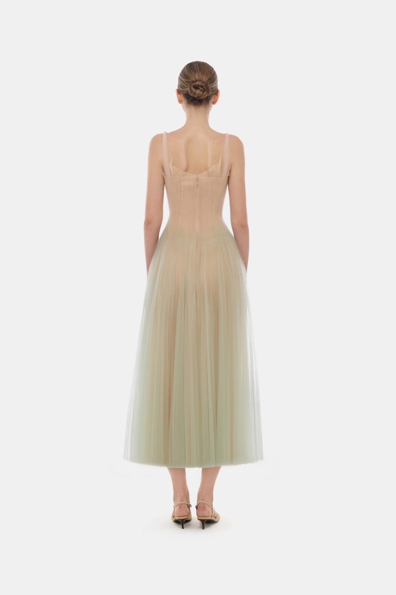 Mint Corset Tulle Midi Dress