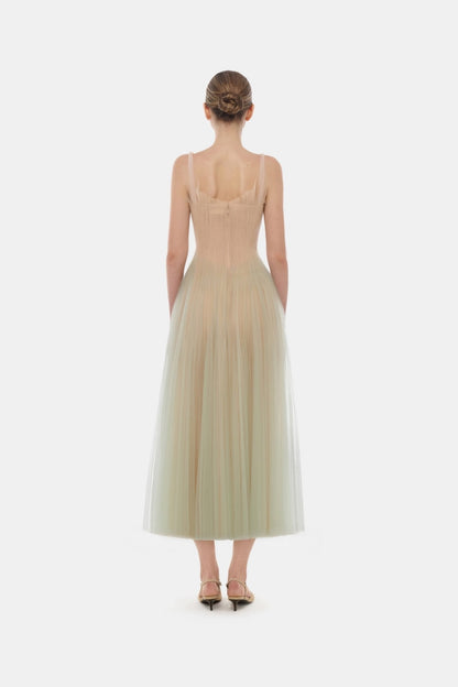 Mint Corset Tulle Midi Dress