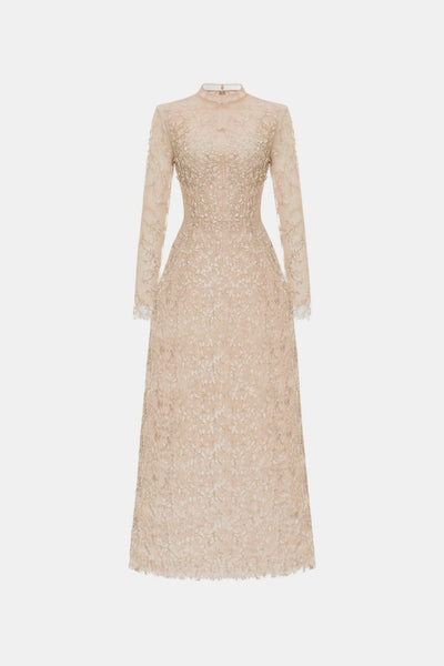 Pastel Mockneck Long Sleeve Maxi Dress