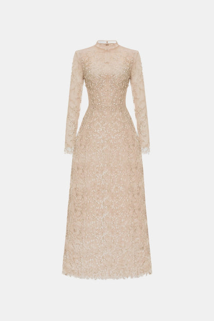 Pastel Mockneck Long Sleeve Maxi Dress