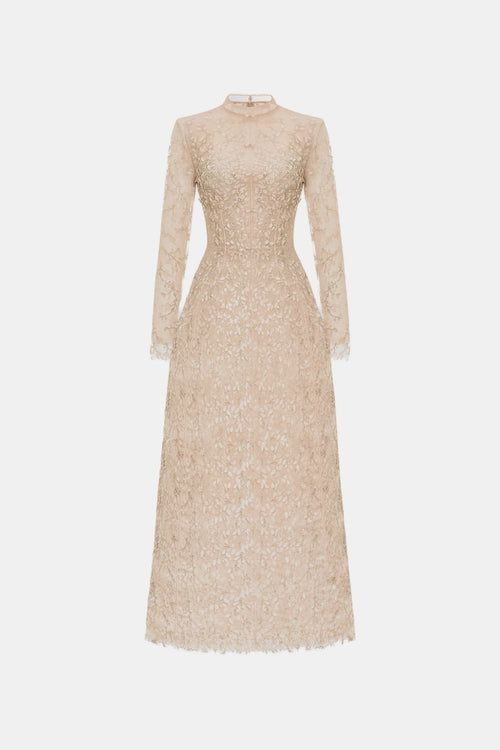 Pastel Mockneck Long Sleeve Maxi Dress