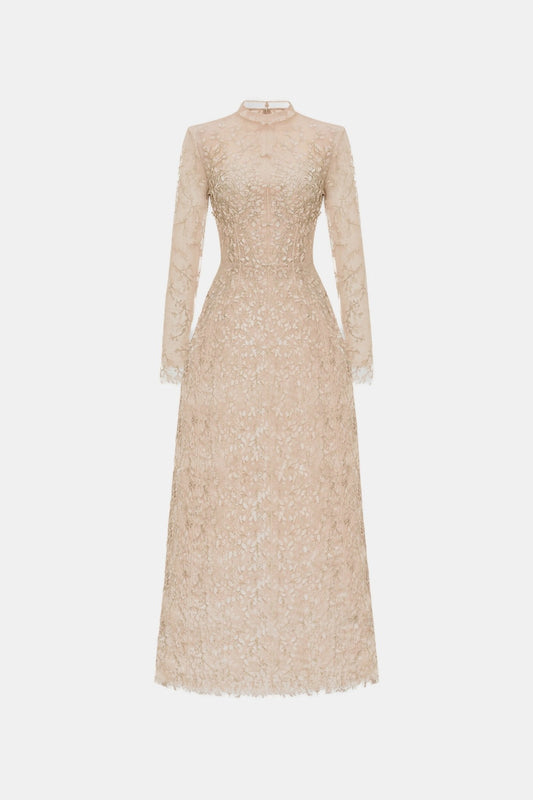 Pastel Mockneck Long Sleeve Maxi Dress