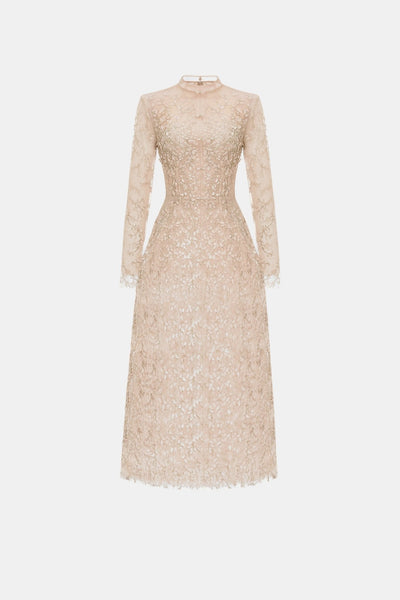 Pastel Mockneck Long Sleeve Midi Dress