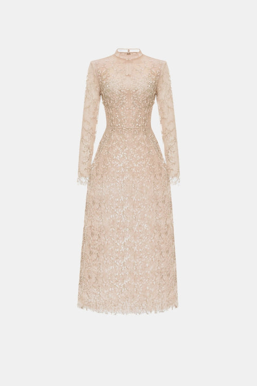 Pastel Mockneck Long Sleeve Midi Dress