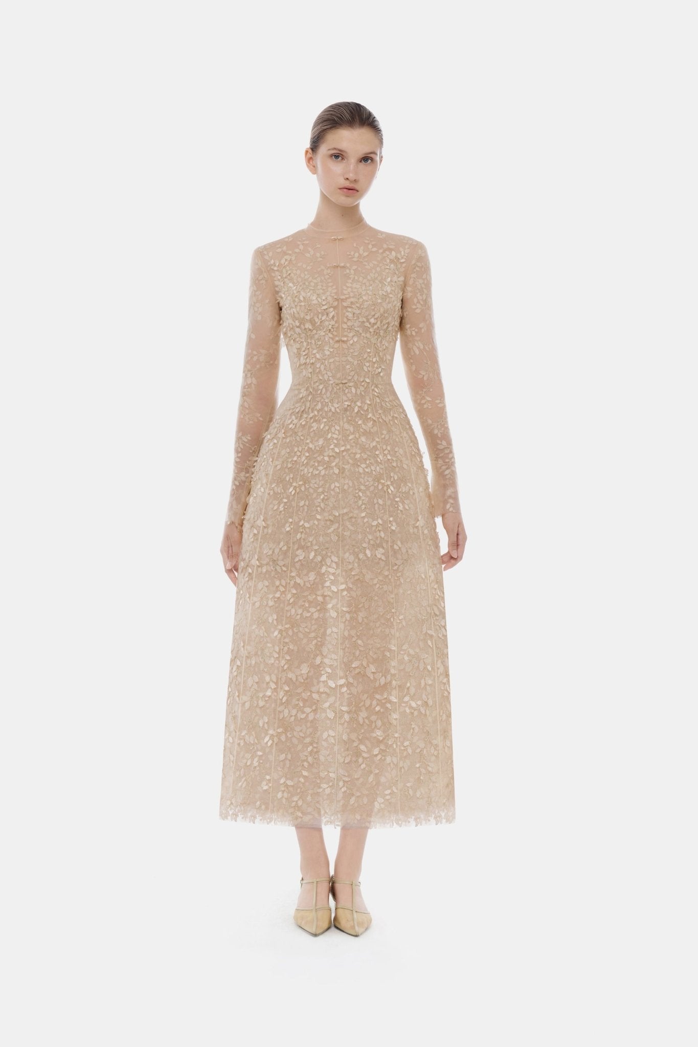 Pastel Mockneck Long Sleeve Midi Dress