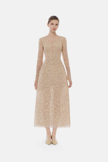 Pastel Mockneck Long Sleeve Midi Dress