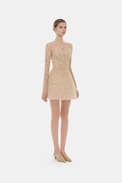 Pastel Mockneck Long Sleeve Mini Dress