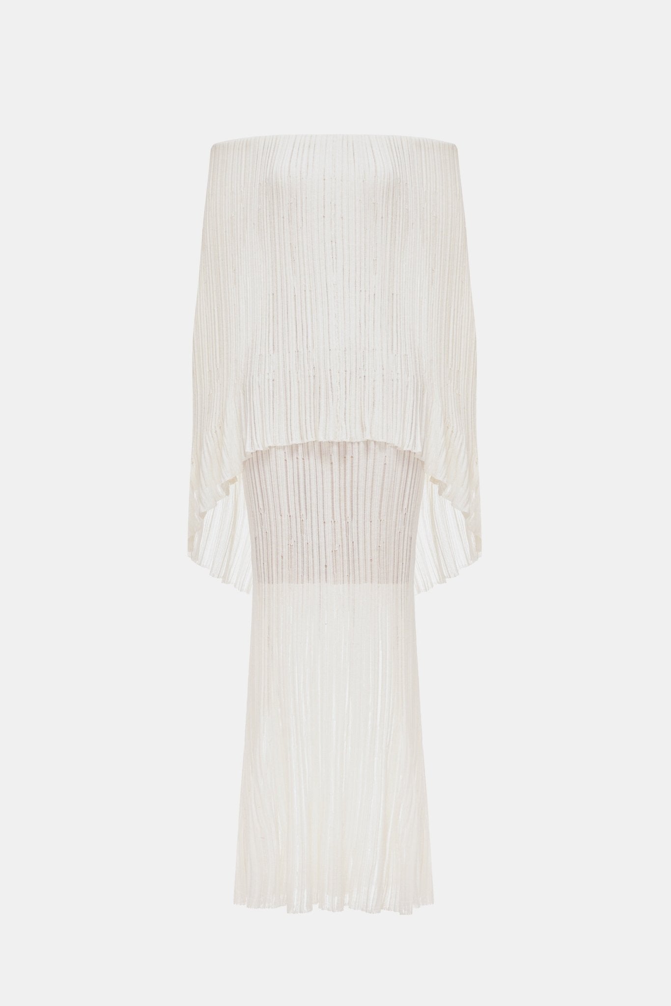 White Off-Shoulder Pleated Maxi Dress